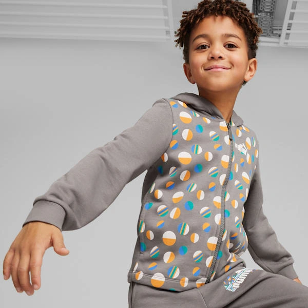 ESS+ SUMMER CAMP Malčki, PUMA Full-zip Hoodie – Skrivnostna toplota za avanturistične dni!