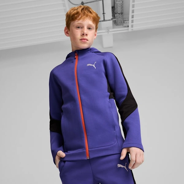 EVOSTRIPE Full-Zip za velike otroke | PUMA – udobna in kul! Najboljši način za toploto in slog.